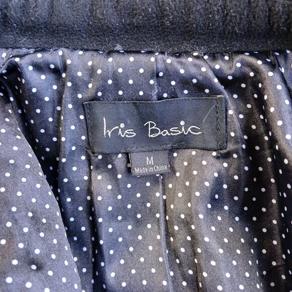 Iris Basic Black Double Breasted Peacoat Juniors M Repaired Vintage Y2K skirted - Picture 8 of 16